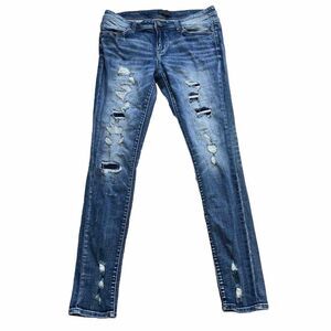 Buckle Black Fit No. 53 Jeans Womens 30x32 Blue Skinny Distressed Denim